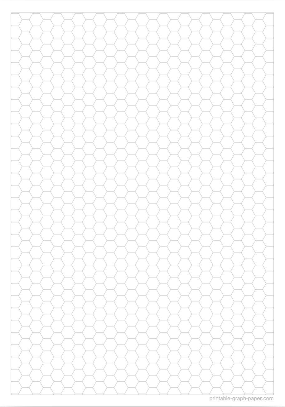 1/4" printable hexagonal graph paper