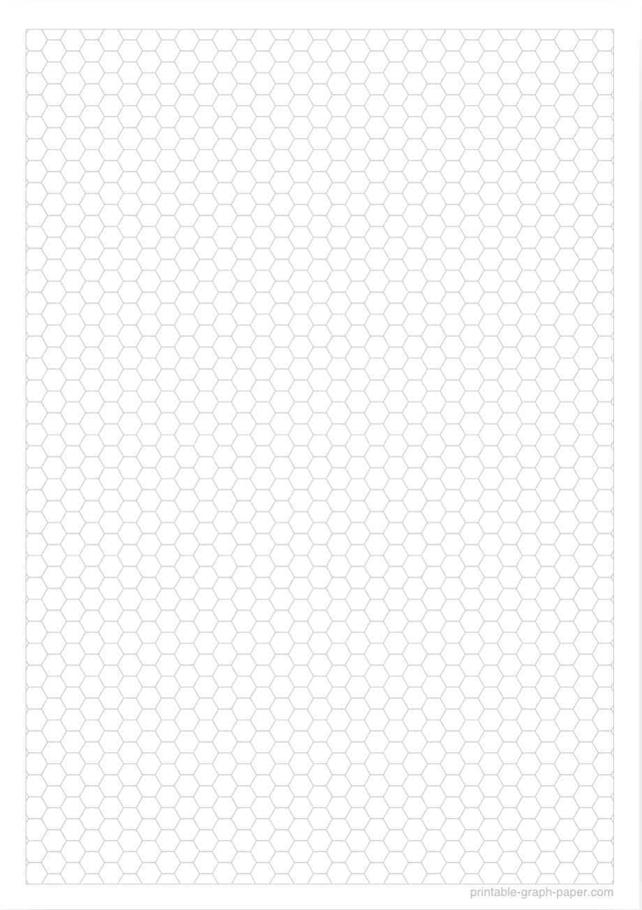 1/5" printable hexagonal graph paper