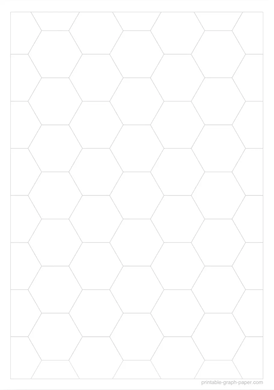 1" printable hexagonal graph paper